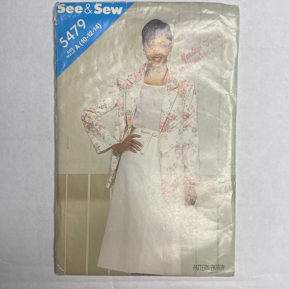 Vintage Butterick #5479 UNCUT & CUT PATTERN Pieces Sizes 10-14